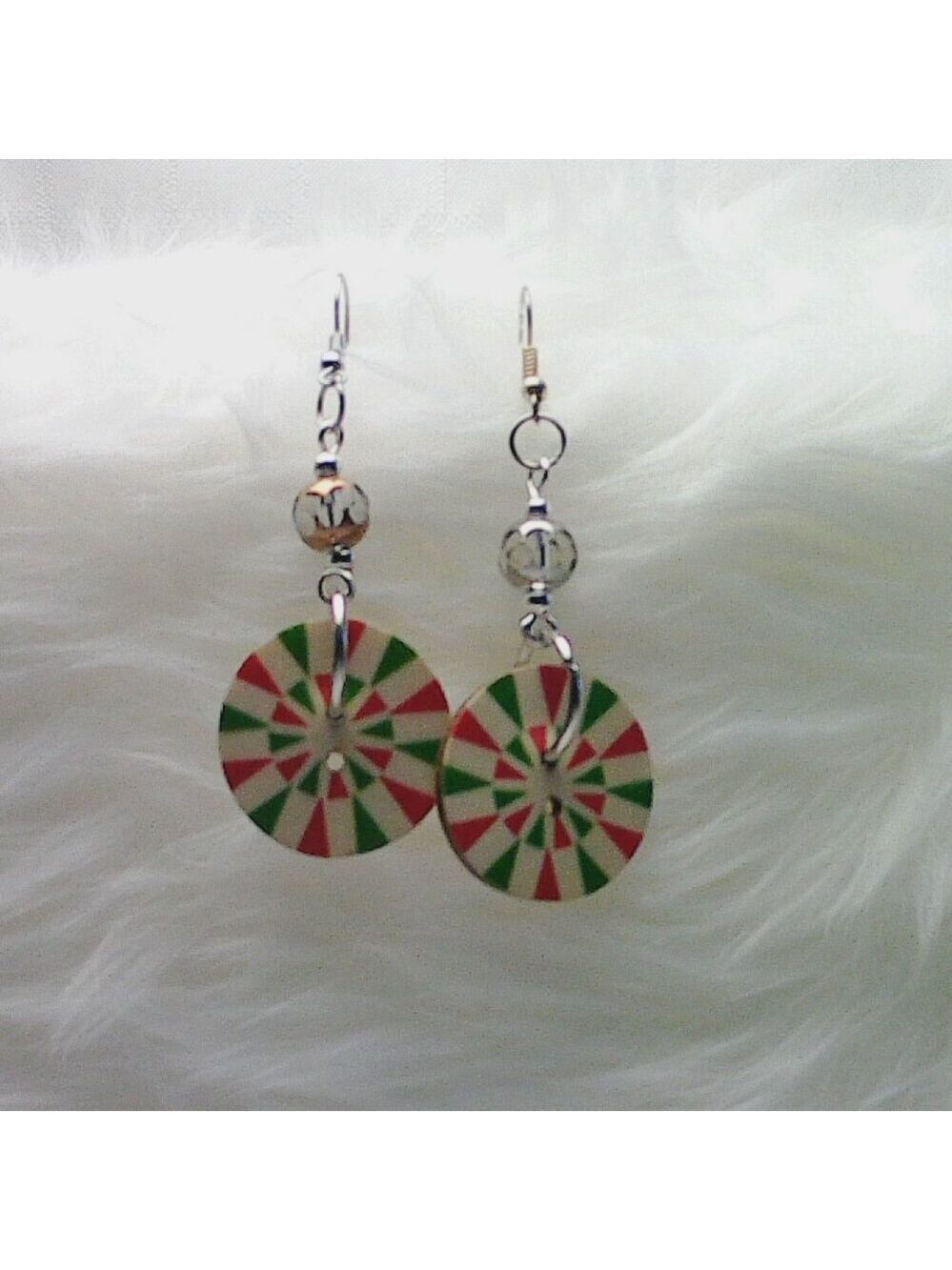 No. 1244 Pretty handmade earrings with one inch diameter buttons